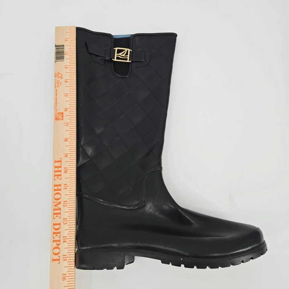 Sperry Top-Sider Pelican III Quilted Black Tall Rain Boots Women's Size 10‎
